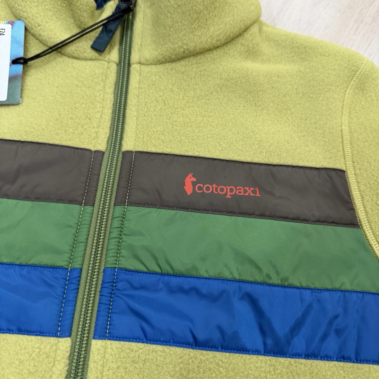 Cotopaxi Men's Full Zip Fleece Jacket, Green/Blue Striped, Size M image 2
