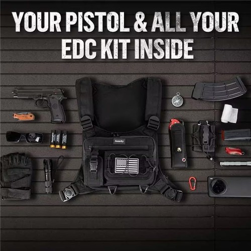 Chest Bag For Men: Tactical Chest Vest Fits Most Pistols Chest Rig EDC Pouch ... - Imagen 6 de 7