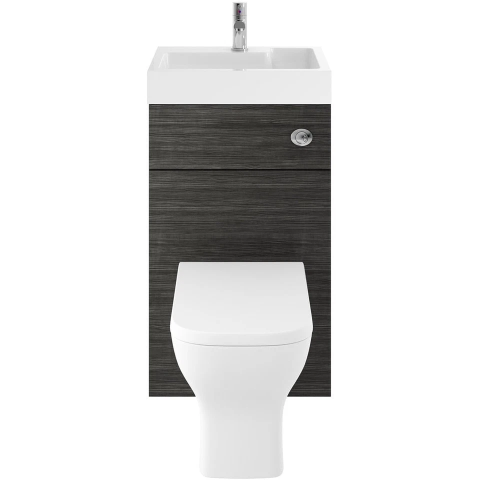 Unidad de tocador de inodoro y lavabo Nuie Athena 2 en 1 Hacienda negra 500 mm PRC645CB Foto 3 de 4