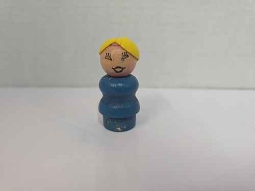 Fisher Price Little People Play Family 952 Stair Closet Yellow Wooden Mom Blue - Picture 8 of 11