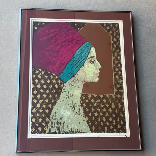 Eva Sikorski Limited Edition Print 135/350 Woman Profile Mid Century Framed Art