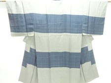 7650043: JAPANESE KIMONO / ANTIQUE MENS JUBAN / SILK / SMALL GRID
