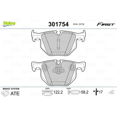Bremsbelagsatz Scheibenbremse VALEO 301754 für BMW 5er