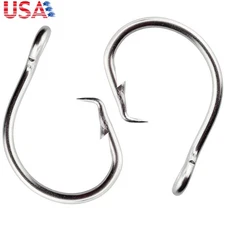 50PCS Tuna Circle Fishing Hook Stainless Steel Big Game Saltwater Hook 8.0-14.0