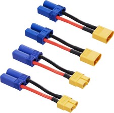4pcs XT60 to EC5 Male Female Adapter with 50mm 14AWG Wires for RC LiPo Battery C
