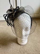 Fascinator / hat / DERBY/ Black , Gold / Tan With Lace, Feathers  Bead Details
