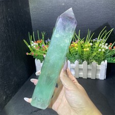 1.9LB 8.2" Natural Green Fluorite Obelisk Tower Crystal Quartz Decor Reiki