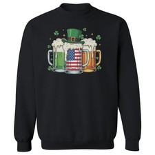 Irish American Beer Mugs - St Patrick's Day Drinking Unisex Crewneck Sweatshirt