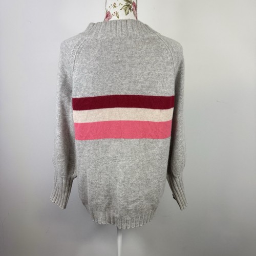 Elms + King women's jumper long sleeved grey color block wool cashmere Size S - Foto 6 di 11