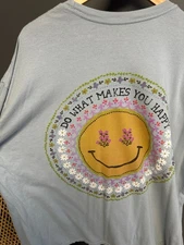 Natural Life Graphic Tee Womens Plus XXL Do What Makes You Happy Smile T-Shirt