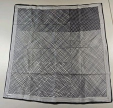 Vera Neumann Signed Scarf Silk Mix Black White Art Sharp Abstract Design 21x21