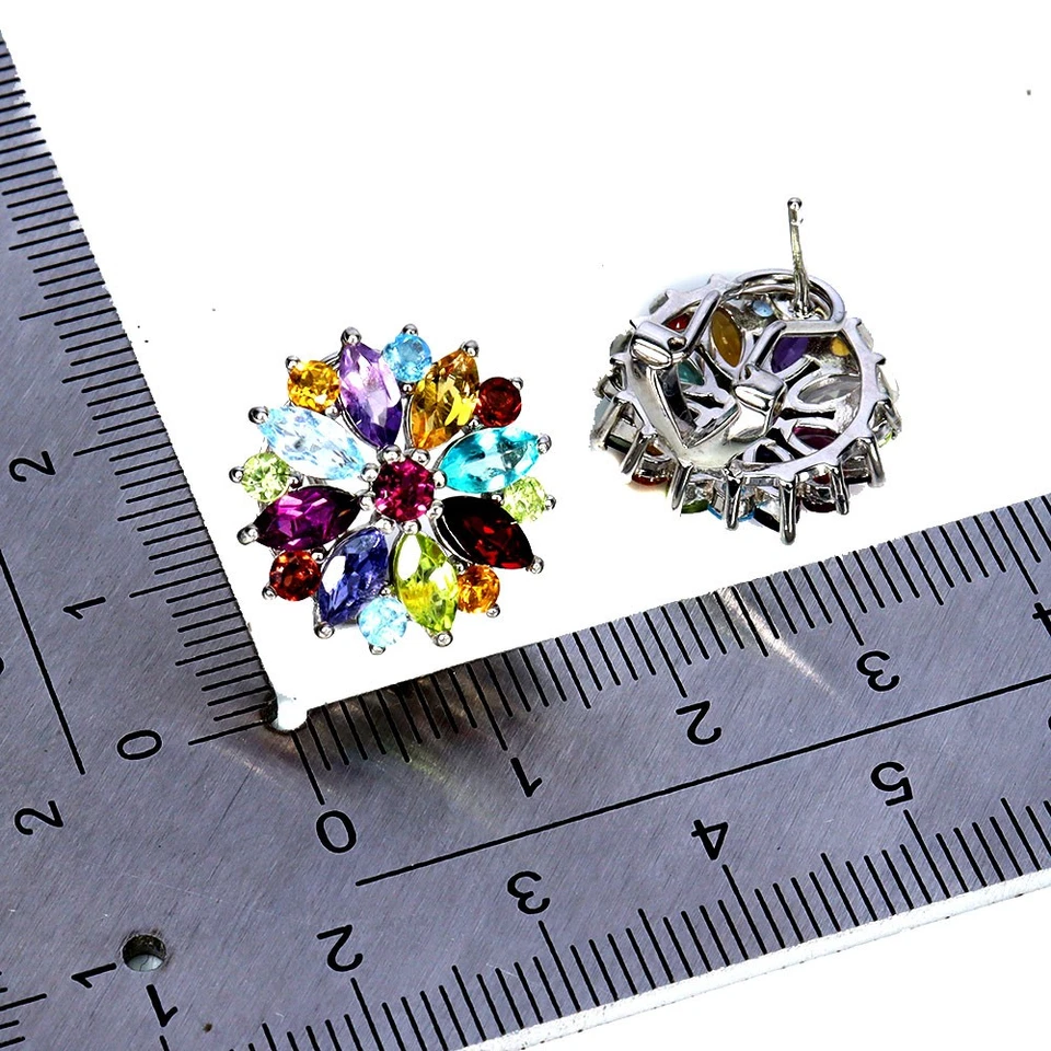 925 Sterling Silver Earrings Marquise Peridot Citrine Iolite Gemstone Jewelry - Image 3 of 4