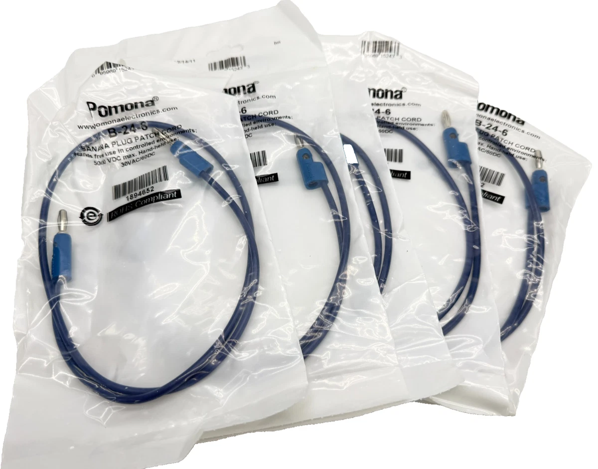 Lote de 5x Pomona B-24-6 Banana Plug Cable de Conexión Apilable 24" Largo 15A 5kV AZUL