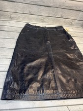 Maxima Wilsons Leather Skirt Womens 8 Black Short Blue Lined Skirt Vintage Y2K