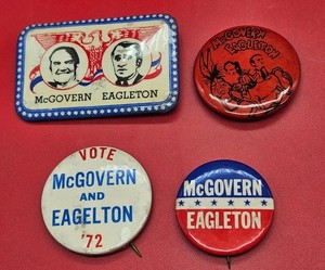 1972 Original McGovern Eagleton Seldom Seen Donkey Campaign Button and others