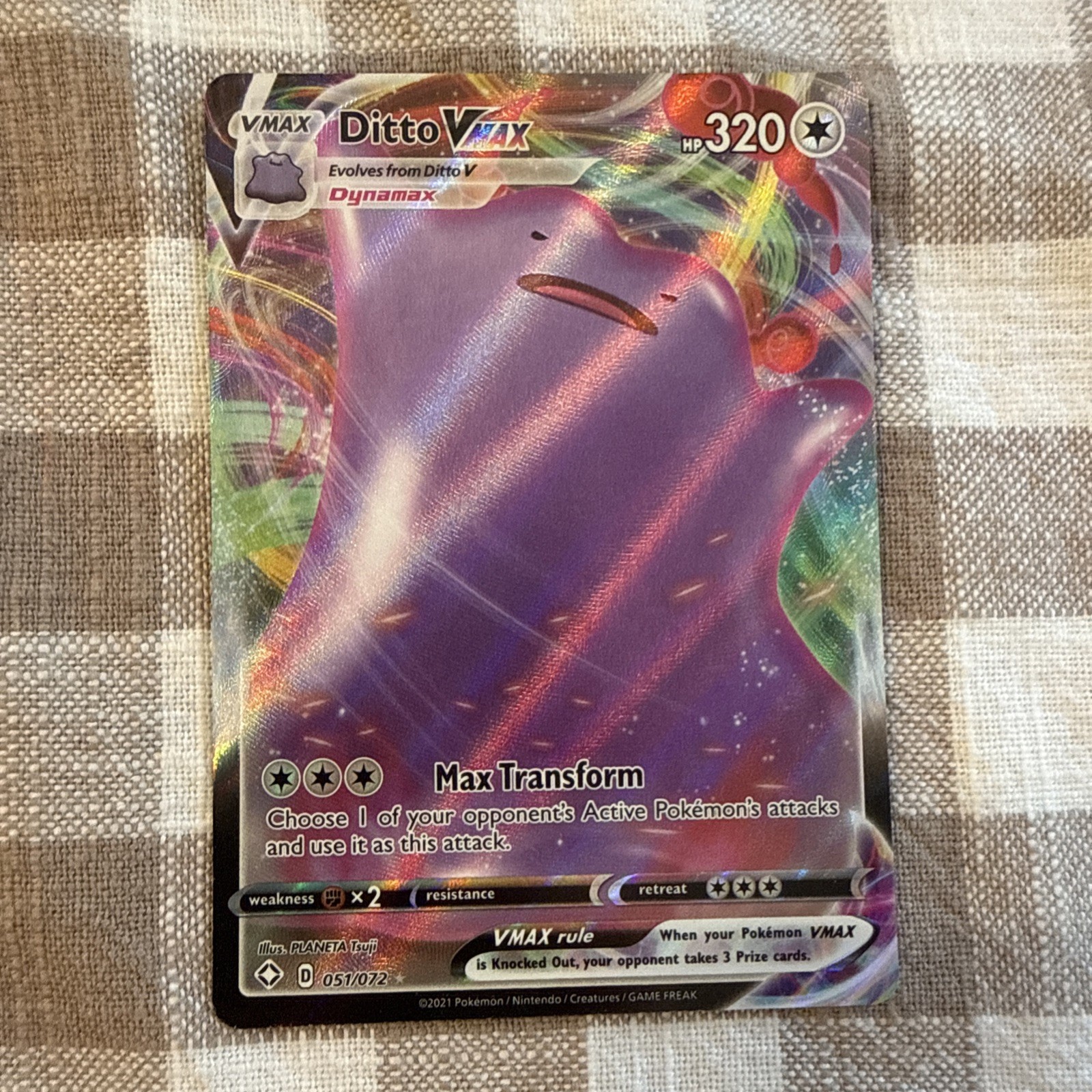 Ditto VMAX 051/072 Holo VMAX Rare Shining Fates Pokemon MP PLANETA Tsuji
