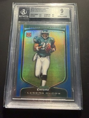 LESEAN MCCOY 2009 BOWMAN CHROME ROOKIE BLUE REFRACTOR #/150 BGS 9 MINT RC