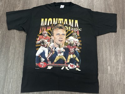 Montana Magic KC Chiefs NFL 49ers Salem Vintage T-Shirt Mens XL Single Black