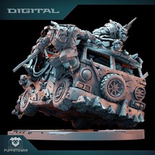 Orc Ninja Battle Van | 32mm Resin Miniature Set | Unpainted | Wargame Vehicle