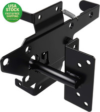 Heavy Duty Gate Latch Self Locking Steel for Wooden Vinyl Fences Black