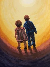 Original Screenprint Seriograph "Come as Little Children" by DeVona 23" x 29"