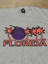 Vintage Screen Stars Best Florida Single Stitch T Shirt Sunset Palm Tree Sz XL