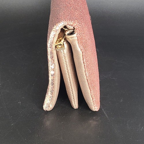 Street Level Clutch Tasche rosa Pailletten gefaltet mit Kette - Bild 2 von 7