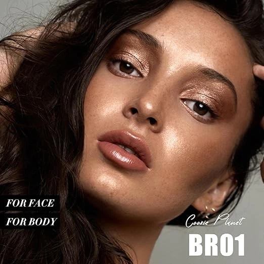 Shimmer Face Highlighter Makeup Powder, Gel to Powder Glow Finish, Leaving a Lig - Image 2 of 4