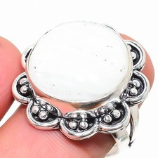 Natural Mother Of Pearl Gemstone 925 Sterling Silver Ring Size 8 S000