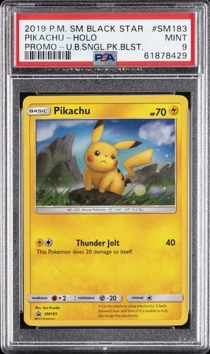 2019 POKEMON SM BLACK STAR PROMO #SM183 PIKACHU-HOLO PSA 9