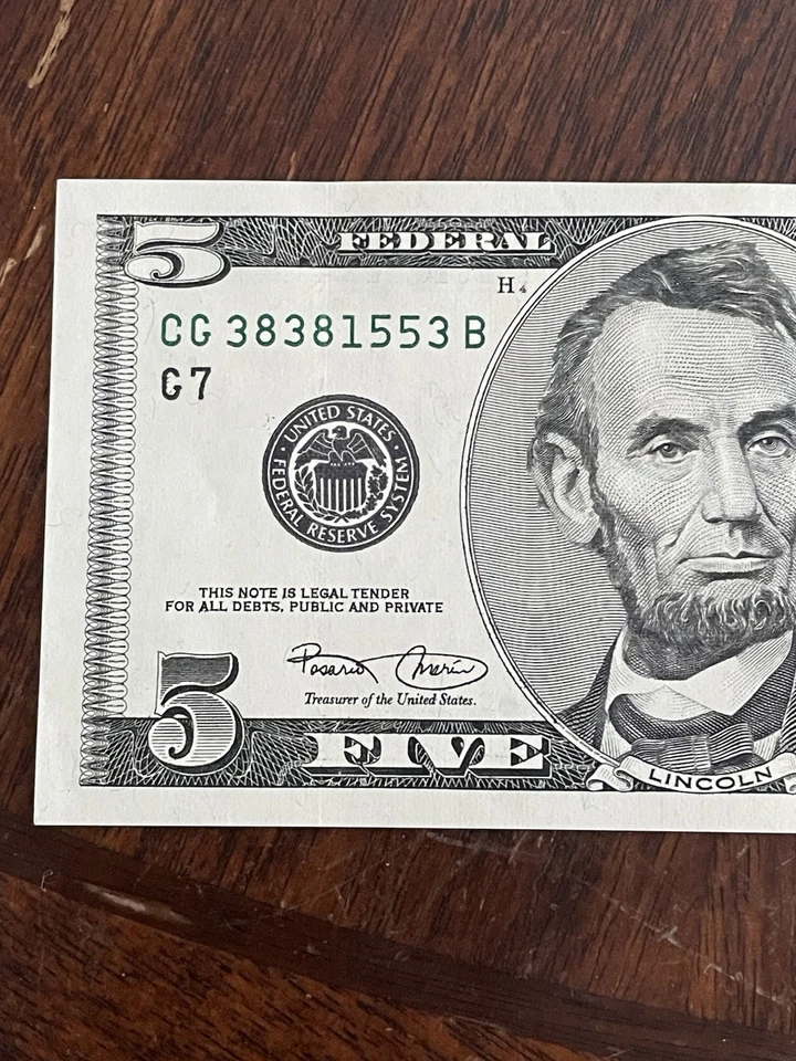 2001 - $5 Dollar Bill Note Clean Crisp - Image 3 of 4