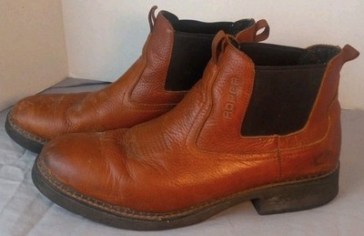 Roper Lucas Brown Leather Mens Chukka Ankle Boots US 13 Non Slip Pull On