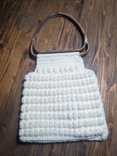 Vintage Art Deco Hand Crocheted Purse With Acrylic Handles Made In The USA