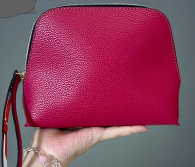 Estée Lauder elegante rosa rote PU Top Henkeltasche - strukturiertes Kunstleder