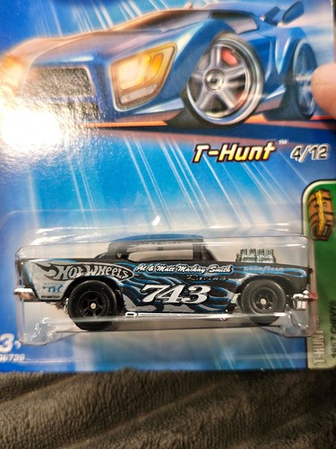 HOT WHEELS 2005 SUPER & REG TREASURE HUNTS 1957 CHEVY CON CERCHIO CROMATO VARIANTE HTF - Foto 10 di 15