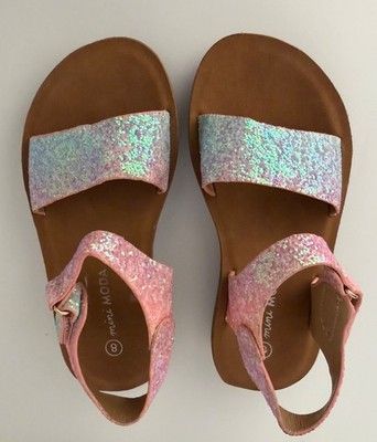 little girls sparkly Mini Moda sandals with buckle