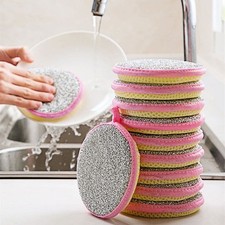 10PCS Double Sided Kitchen Cleaning Sponge Dish Washing Scrubber Pad Reusable