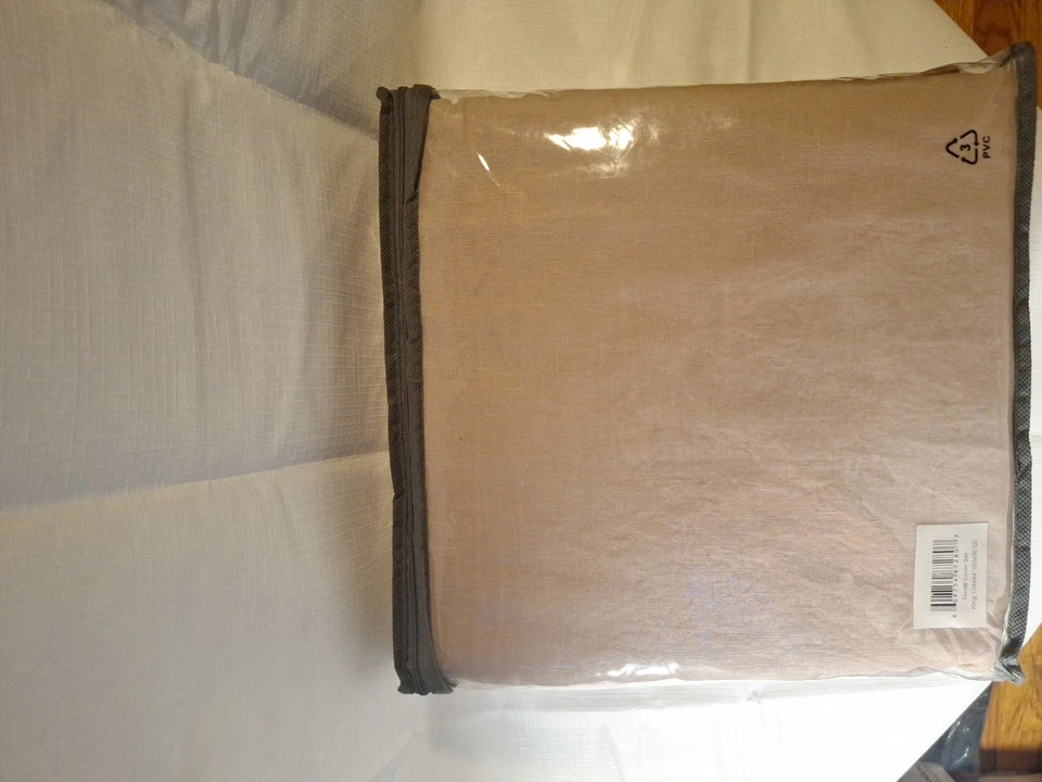 Juego de funda nórdica 100 % lino francés lavado piedra King 104 x 94 pulgadas Foto 2 de 3