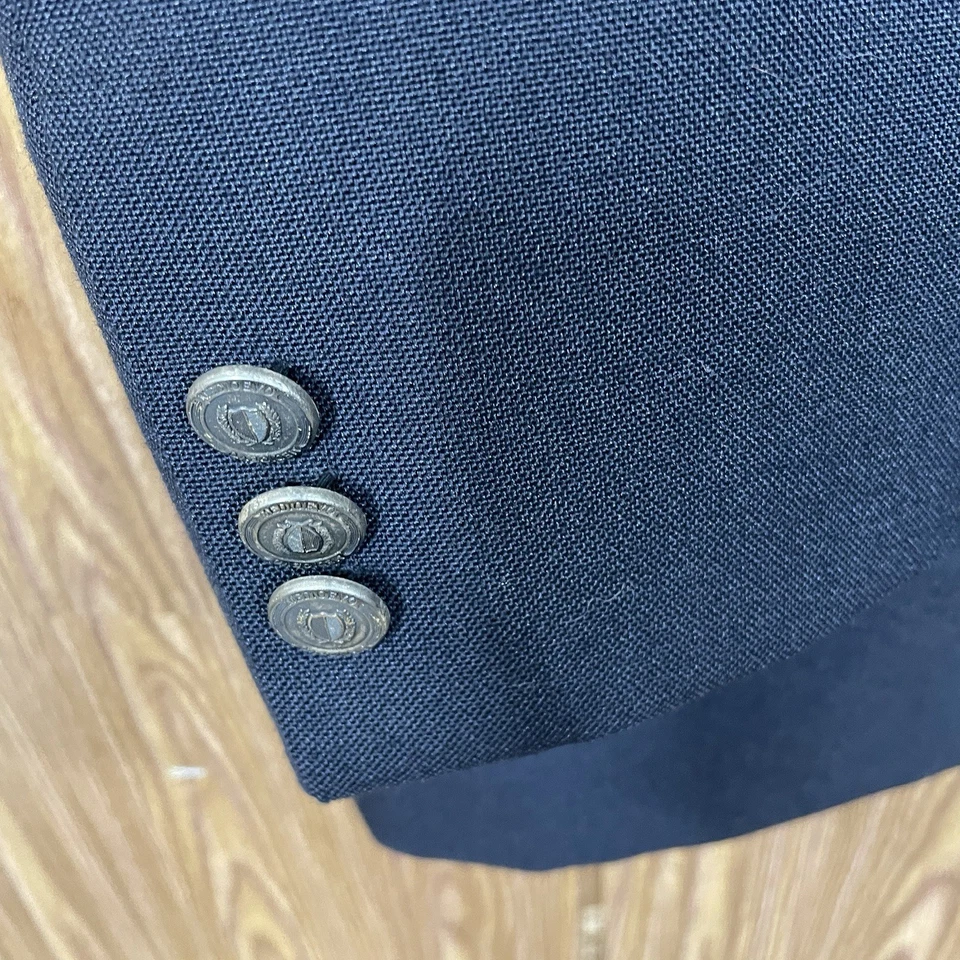 Jaqueta Blazer Park Avenue Masculina 40R Azul Marinho Peito Duplo Pico Botões Prata - Imagem 4 de 4