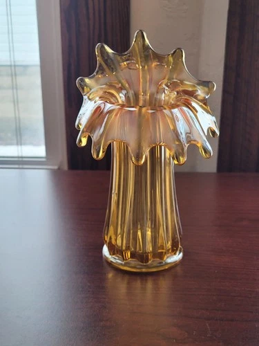 Honey Amber Westmoreland Glass Carnival Glass Corinth Jack in the Pulpit Vase