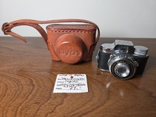 Vintage Sanwa MYCRO 2" Mini Spy Film Camera Japan Brown Leather Case Untested