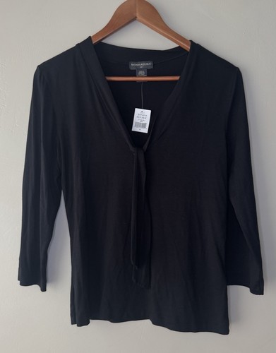 Banana Republic sweater black v-neck silk blend size M