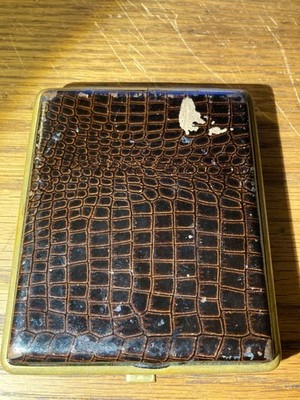 alligator cigarette case Vintage Germany Antique Colibri Double Sided Faux Alligator Cigarette Case  50's