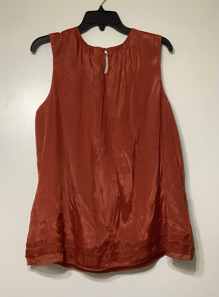 Camiseta sin mangas Coldwater Creek talla 1X naranja oxidada plisada brillante Foto 2 de 4