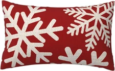 Happy Holidays Snowflakes Falling Red Cotton Linen Throw Pillow Case Cushion Cov