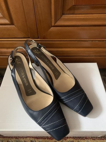 Women Peter Kaiser Heels Navy Leather 37 #C9V3