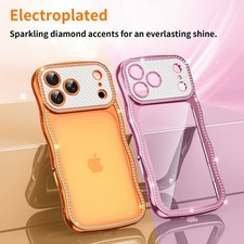 For iPhone 17 Pro Max 16 15 14 13 Clear Wavy Diamond Plating PC Phone Case Cover