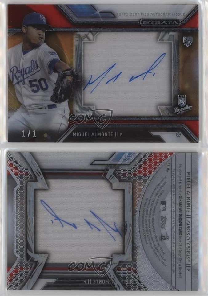 2016 Topps Strata Auto Red 1/1 Miguel Almonte #SA-MA Rookie Auto RC nd3 - Image 3 of 3