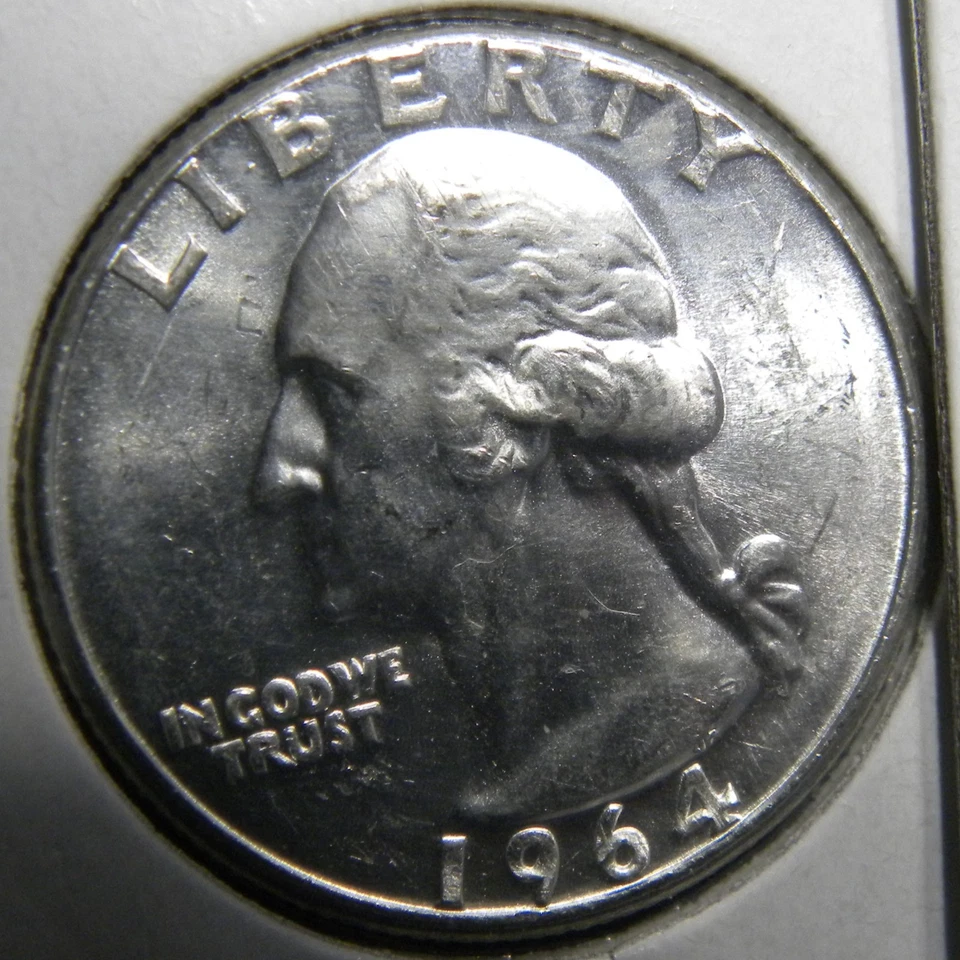 1964-P WASHINGTON SILVER QUARTERS 90% SILVER LOT OF 5-90% SILVER CH-BU COINS !! - Image 4 of 4