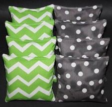CORNHOLE BEAN BAGS Chevron Green  Smoky Black Polka Dots Wedding Party Fun Kids